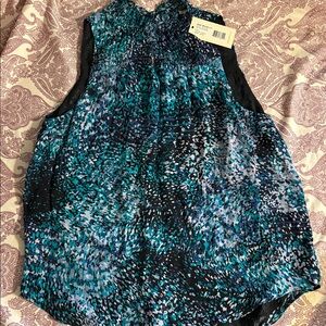 Ramy Brook Blue and Black Patterned Tank Top